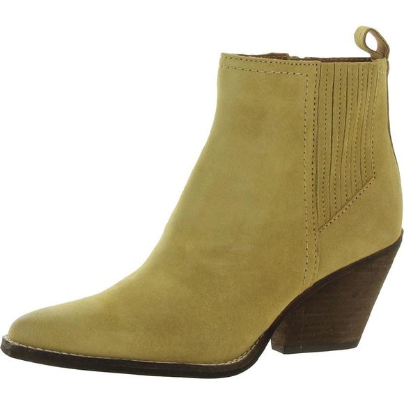 ZODIAC Womens Beige Side Pull-Tabs Padded Roslyn Pointed Toe Stacked Heel Leather Western Boot M main image 1